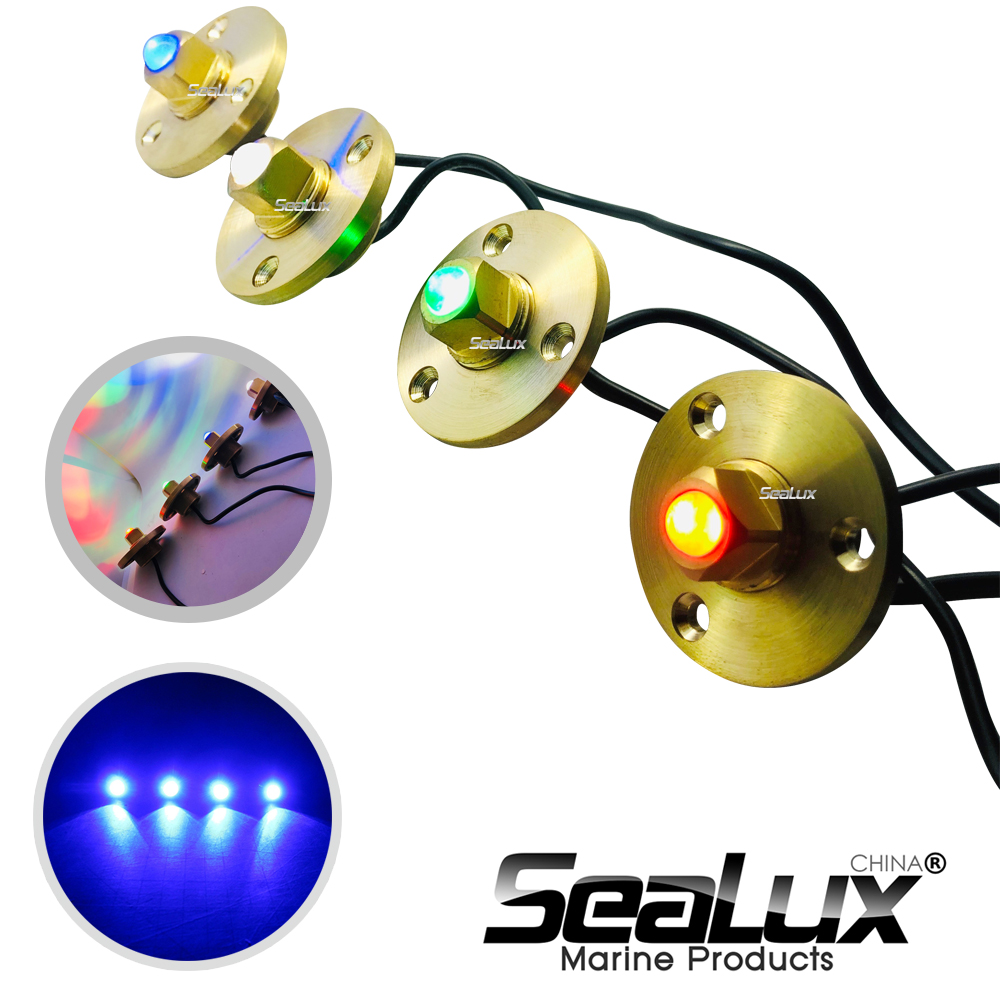 Fishing Boat Navigation Light - Sealux Brass drain plug LED light