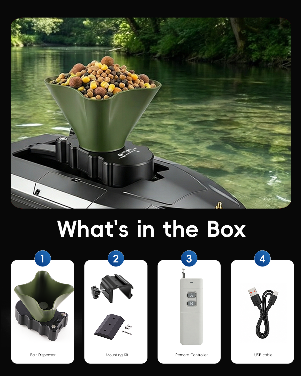 Fishing Boat Anchor Winch - 360° Rotating Bait Dispenser & Bait