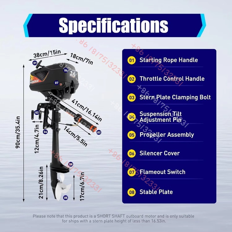 HANGKAI Outboard Motor, 3.6  2 - Fishing Boat Outboard Motor บทวิจารณ์และราคา