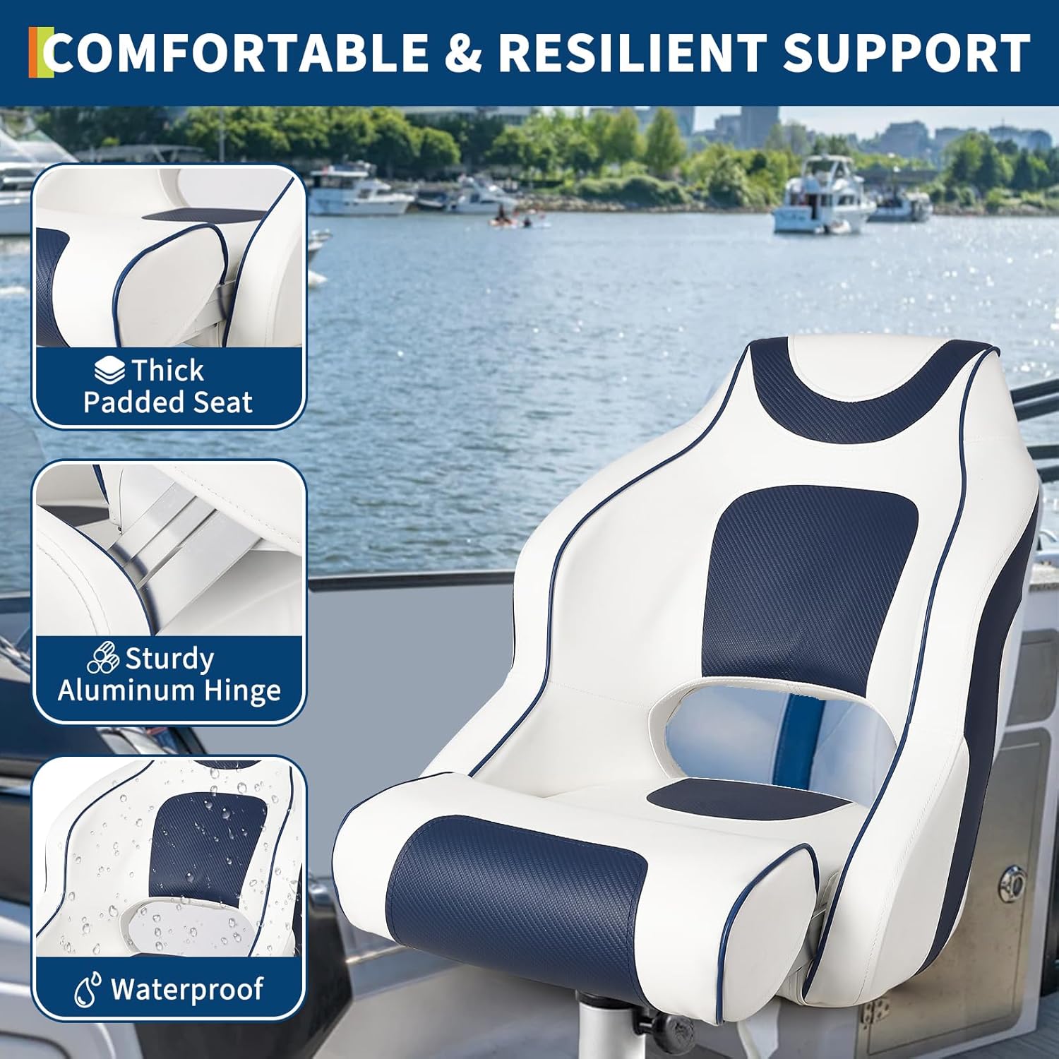 High Back Boat Seat with Flip- - Fishing Boat Seat บทวิจารณ์และราคา