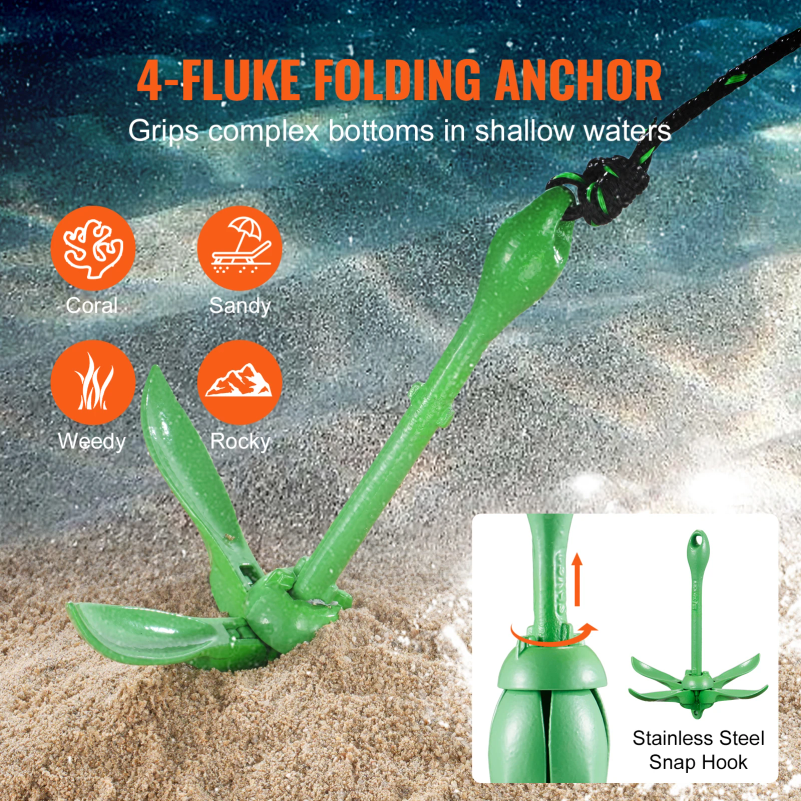 Kayak Anchor Kit 3.5 lb Paddle - Fishing Boat Anchor บทวิจารณ์และราคา