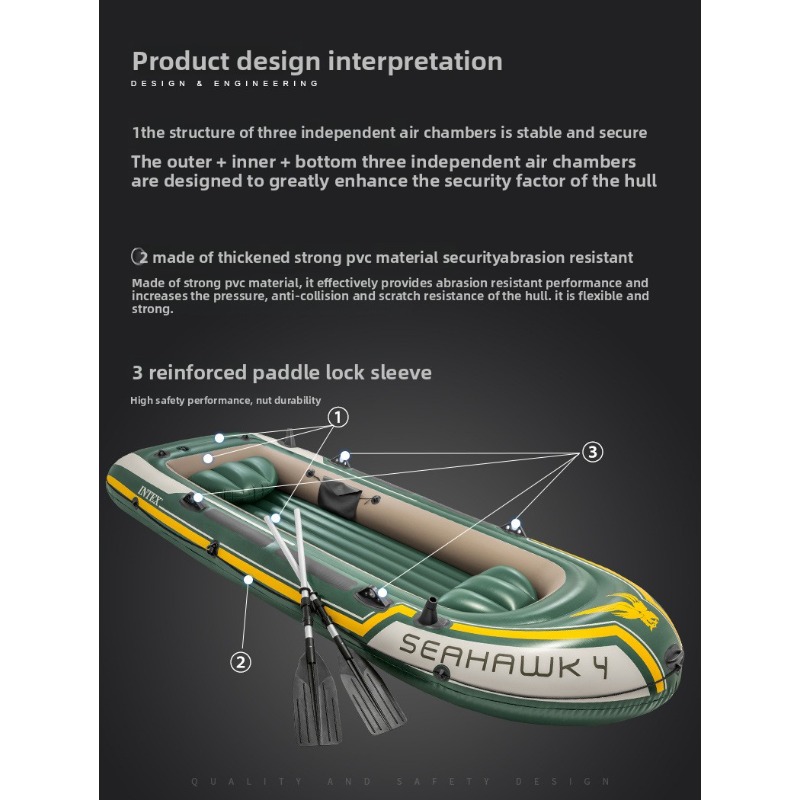 295*137*43cm 3 Person Inflatab - Fishing Boat Paddle บทวิจารณ์และราคา
