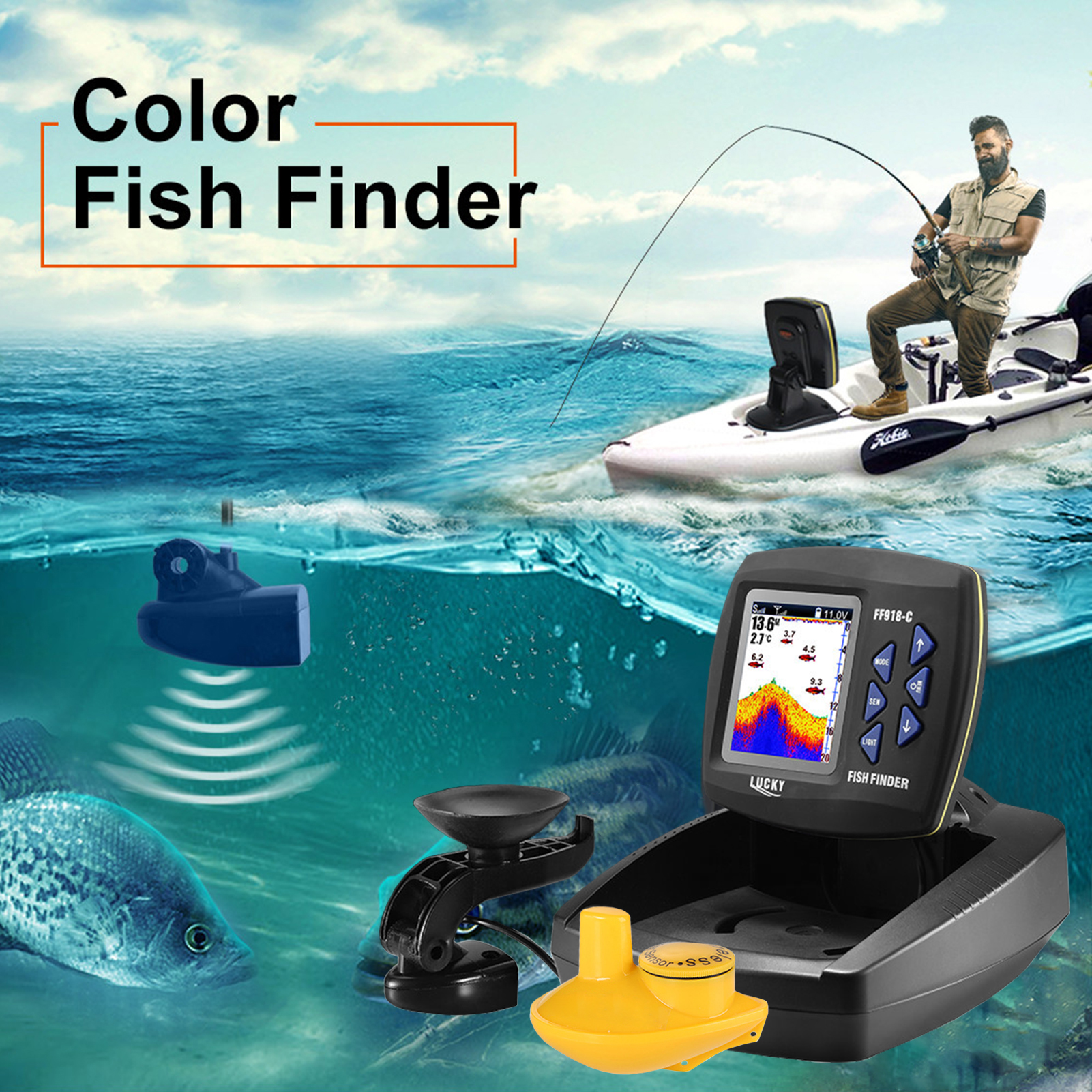 Portable Fish Finder Wireless  - Fishing Boat Depth Finder บทวิจารณ์และราคา