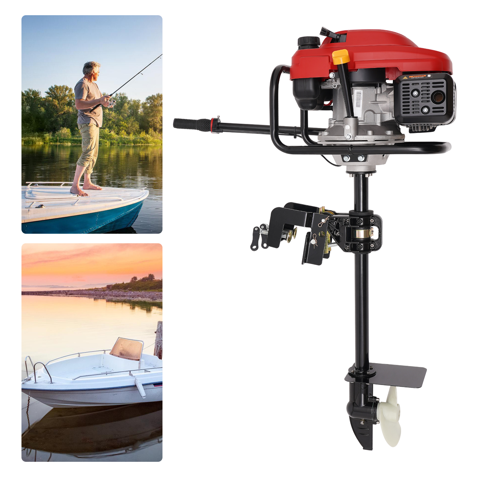 4-Stroke 6HP/7.5HP Gas Powered - Fishing Boat Outboard Motor บทวิจารณ์และราคา