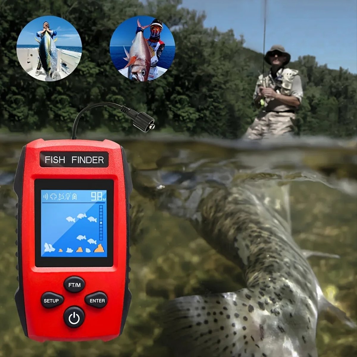 Color LCD Fish Finder Wired So - Fishing Boat Depth Finder บทวิจารณ์และราคา