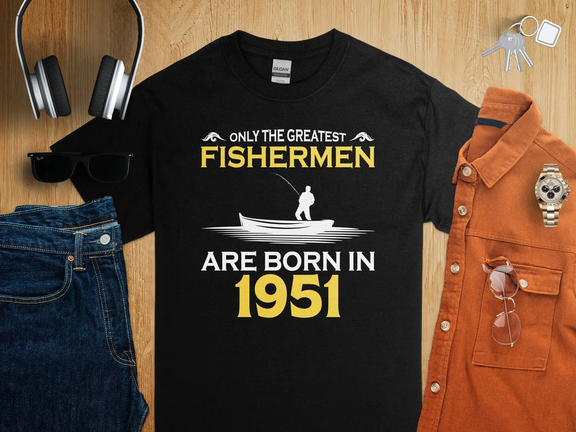 Vintage 1951 Birthday T Shirt  - Fishing Boat Trailer บทวิจารณ์และราคา